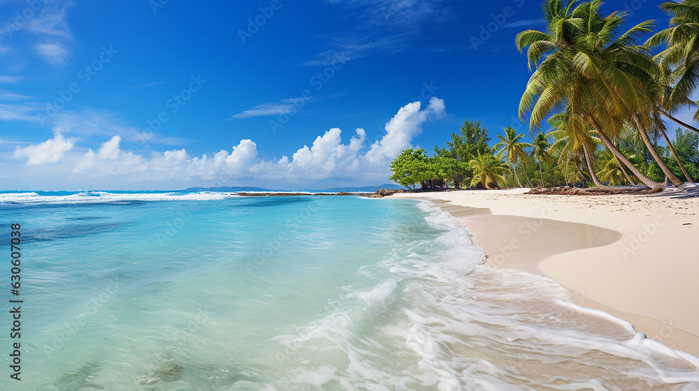 A_pristine_white_sand_beach_lined_with_swaying_palm_tree A_pristine_white_sand_beach_lined_with_swaying_palm_tree