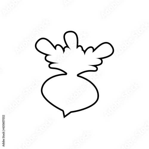Beet with leaves. Outline linear vector in minimal simple flat style. 