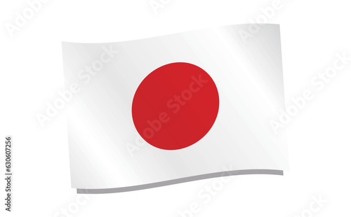シンプルで艶・光沢感のある日本国旗・日の丸・旗・フラッグの単体ベクターイメージ