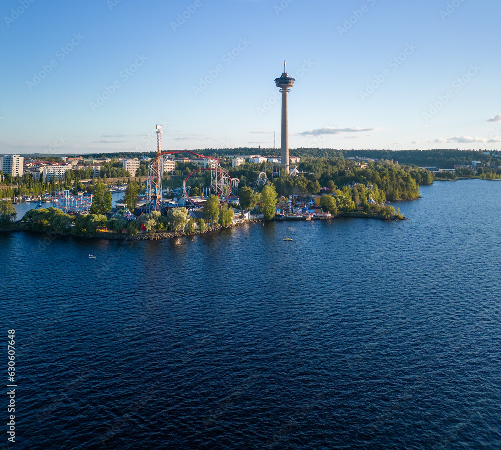Tampere city on the lakehore of Näsijärvi, Finland