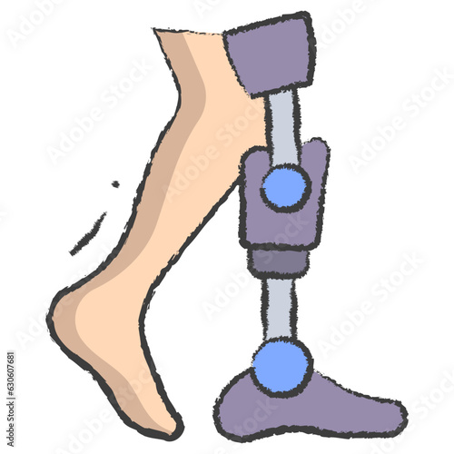 Vector hand drawn Bionic leg illustration