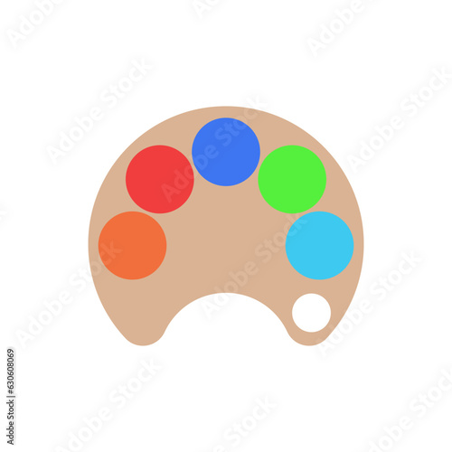 Artist paint palette with art paints set. Simple minimal vector on white background. 