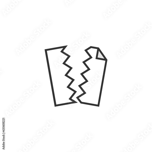 Icon of a piece of paper ripped in half.