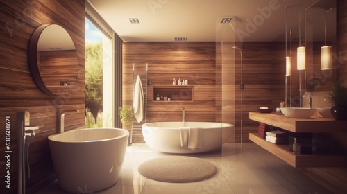 modern Interior Bathroom Bath Room. AI Generative