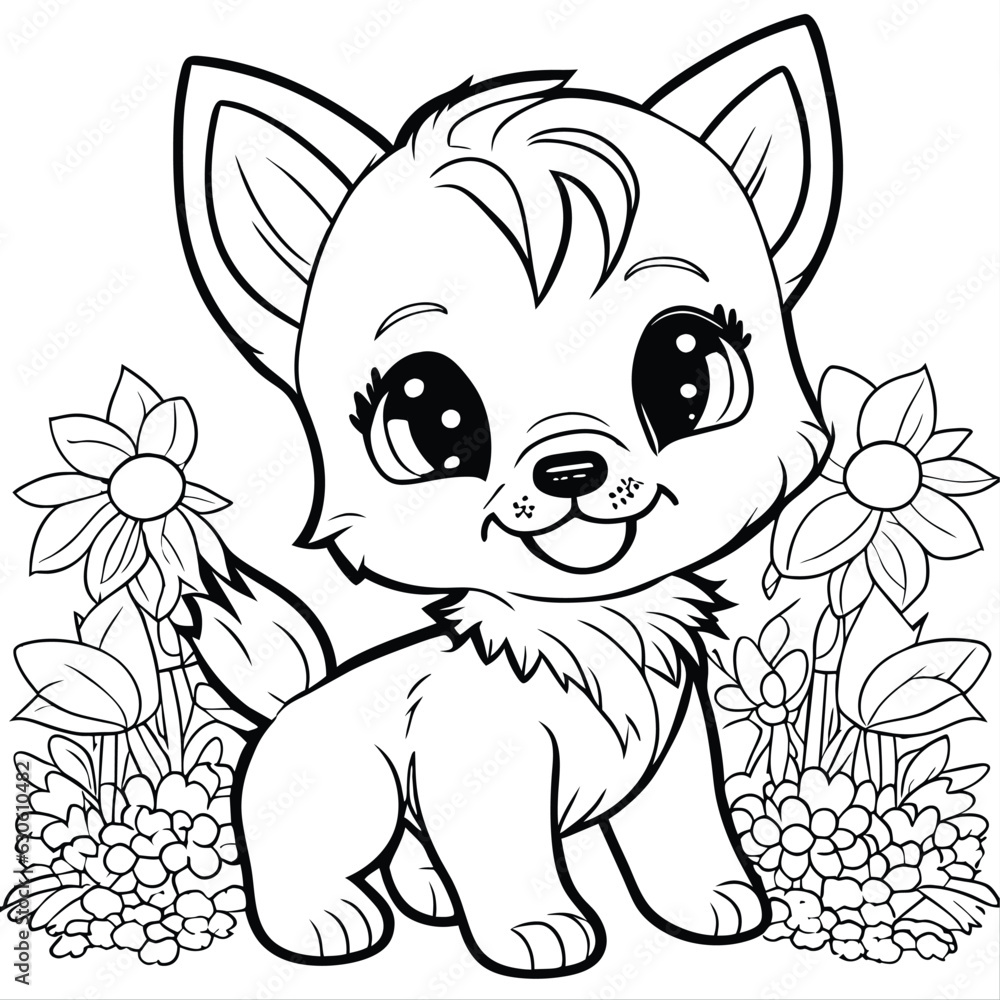 Vetor De Coloring Book Page Outline Of Cartoon Smiling Cute Little Dog vetor-de-coloring-book-page-outline-of-cartoon-smiling-cute-little-dog