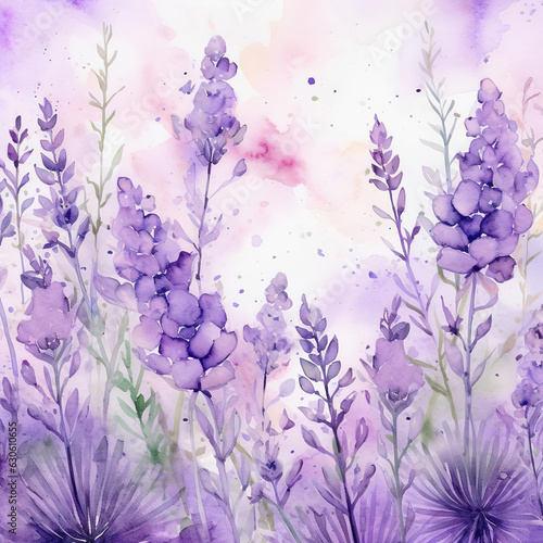 Abstract Floral Art: Delicate Lavender Watercolor Background for Modern Digital Art and Design. Generative AI.