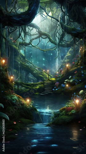 mystical forest inhabited by mythical creatures © Imamul