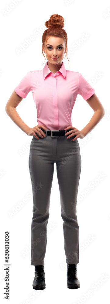 Woman wearing pink shirt full body isolated. Woman wearing pink shirt full body isolated.