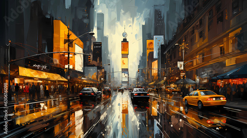 Digital Illustration streets in Times Square photo