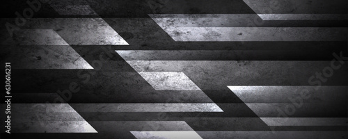 3D gray techno abstract background overlap layer on dark space with rough decoration. Modern graphic design element style. White horizontal shape concept for web banner, flyer, card, or brochure cover