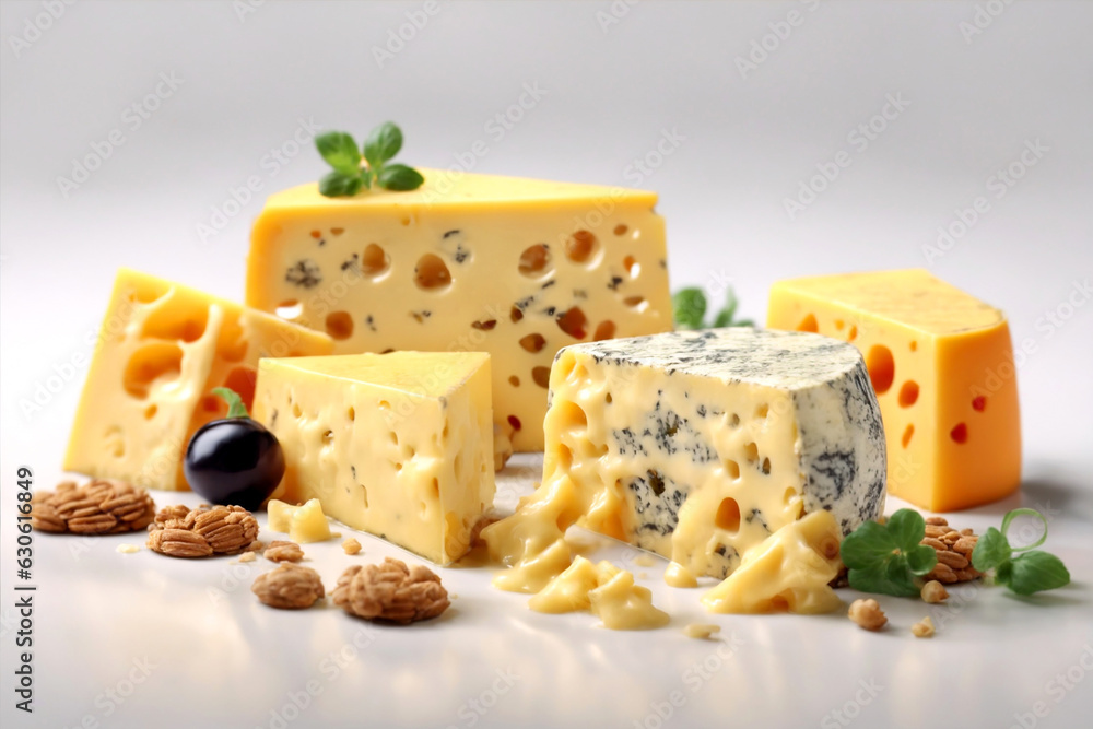 Fresh testy delicious pieces of cheese