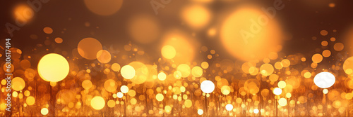 Golden bokeh background, abstract shiny circles festive theme, wedding and anniversary celebration photo