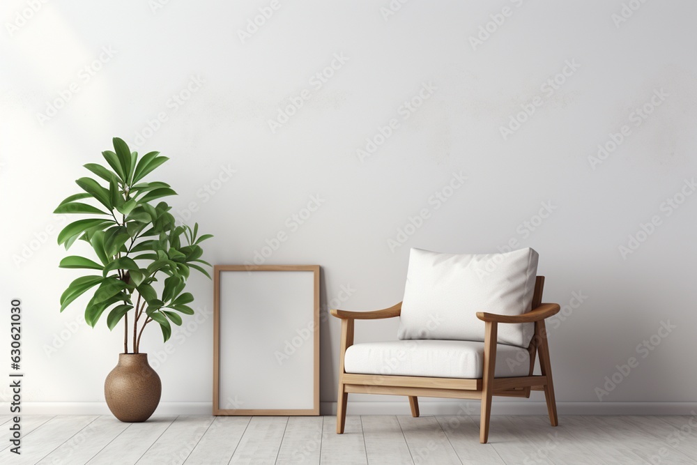 Minimalist Interior Canvas Mockup Created with Generative AI Minimalist Interior Canvas Mockup Created with Generative AI