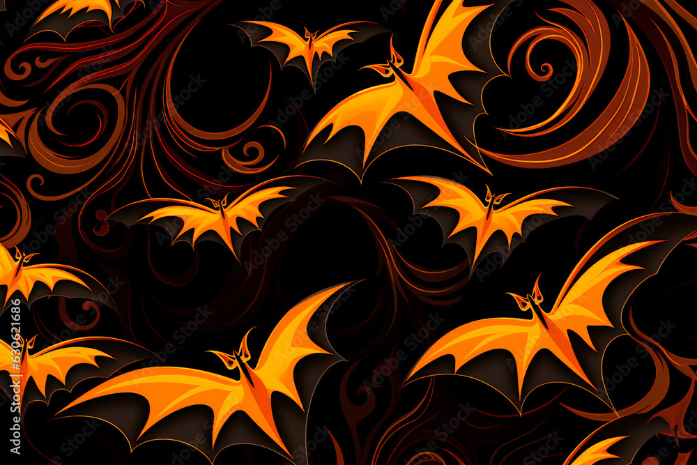 Halloween pattern. bats Background, wallpaper. AI generation Halloween pattern. bats Background, wallpaper. AI generation