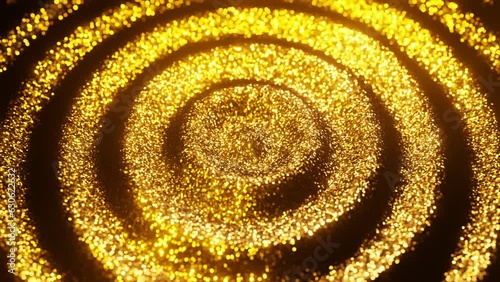 Abstract Glitter Golden particles Flow wave background 3D rendering