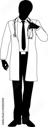 Silhouette doctor man medical healthcare person in a lab coat.