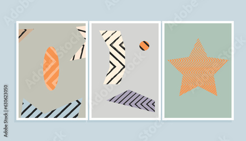 set of geometric wavy stripes collage texture vector templates set