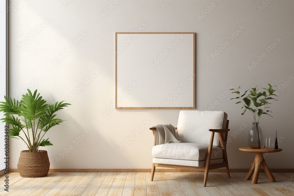 Minimalist Interior Canvas Mockup Created with Generative AI Minimalist Interior Canvas Mockup Created with Generative AI