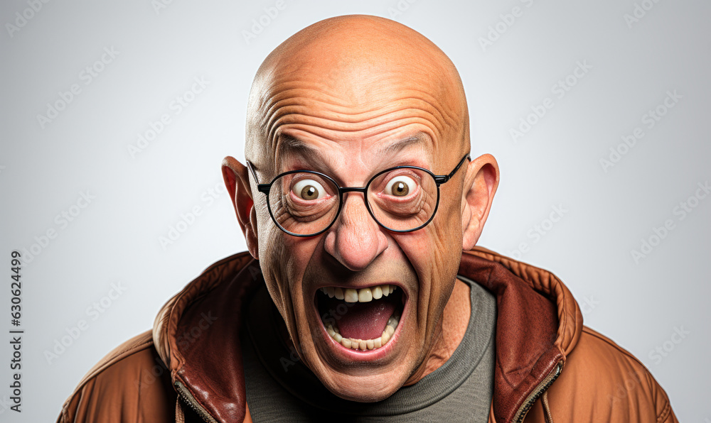Senior Humor: Funny Bald Man Isolated