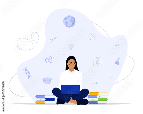 Learning concept illustration. Suitable for landing page, ui, web, app intro card, editorial, flyer, and banner.
