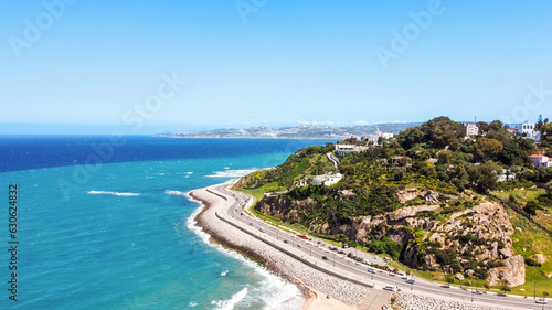Aerial drone view of Tangier, Morocco