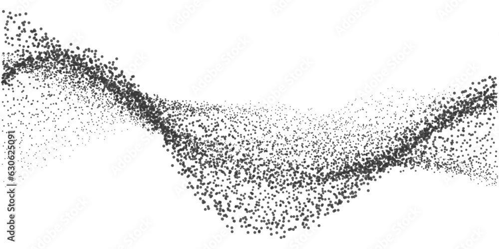 Abstract random black dot particles wavy flowing curve shape isolated on transparent background. Vector in concept technology, science, music, modern. Abstract random black dot particles wavy flowing curve shape isolated on transparent background. Vector in concept technology, science, music, modern.
