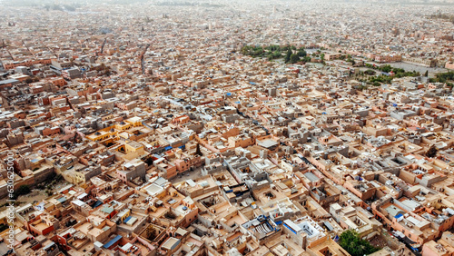Obraz na płótnie Aerial drone view of Marrakesh, Morocco w salonie