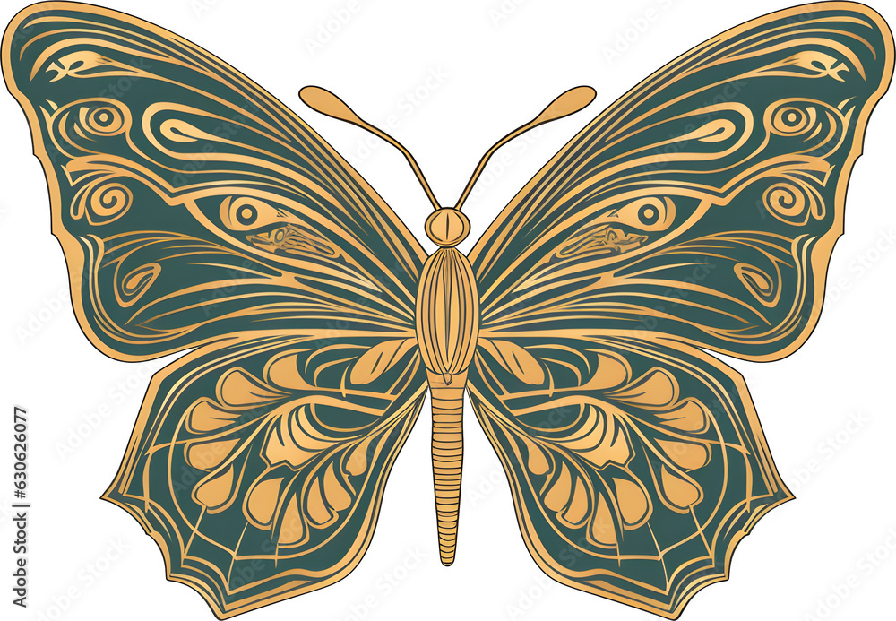 butterflies Art Nouveau. Generative AI	
