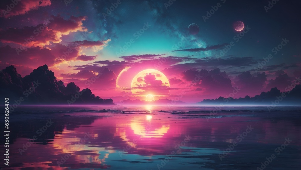 sunset over the lake warming wallpaper