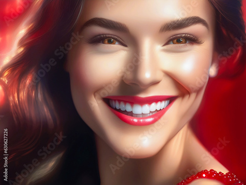 Frau vor rotem Hintergrund
