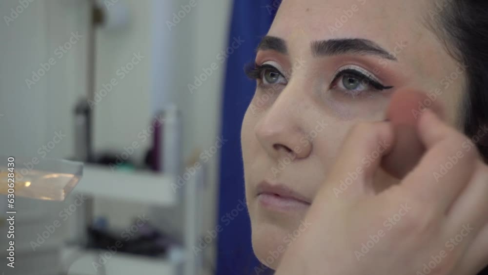 A Bride Is Getting Makeup Preparing For Her Wedding A Bride Is Getting Makeup Preparing For Her Wedding
