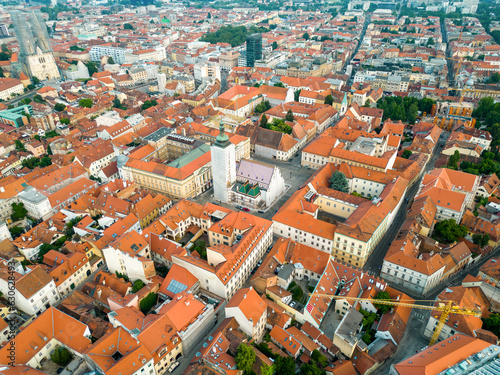 Aerial drone view of Zagreb, Croatia