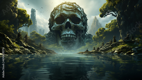 Artistic depiction of fantasy Skull. Generative Ai