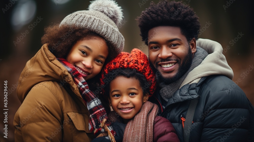 A happy African-American family. Generative AI