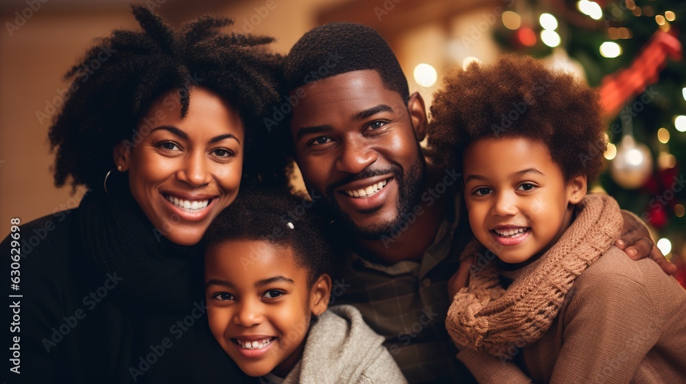 A happy African-American family. Generative AI