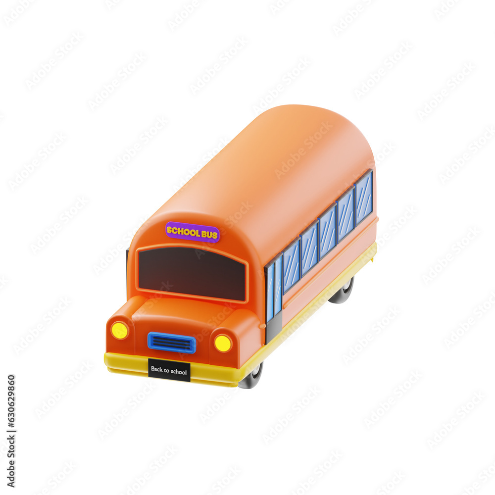 3D Illustration Back to School of bus school 3D Illustration Back to School of bus school