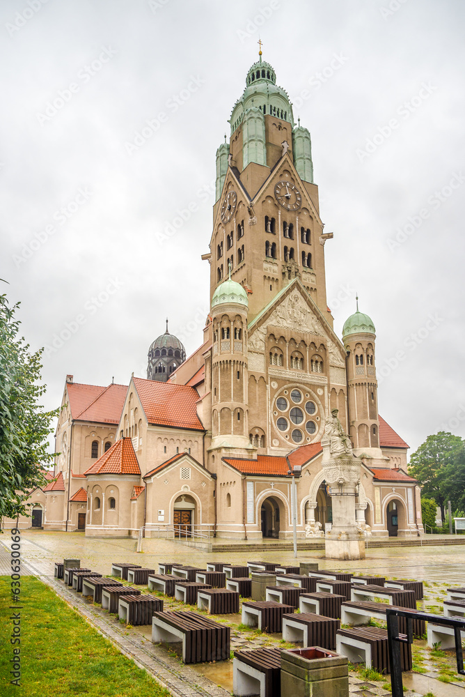 View at the St. Paul the Apostle in the streets of Ruda Slaska in Poland