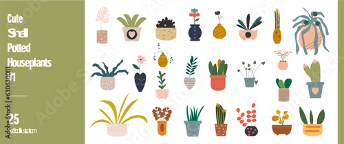 Cute Small Potted Houseplants Illustration 1