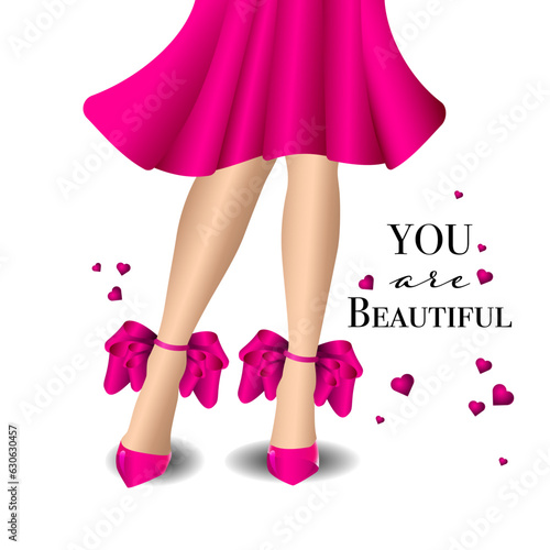 You are beautiful, legs in pink shoes
