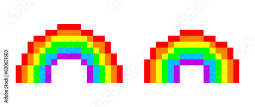 8 bit rainbow icon, pixel art rainbow, isolated no background 8bit rainbow icon, vector