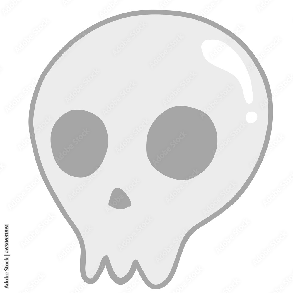 Halloween skull cartoon style, minimalist doodle