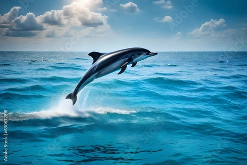 dolphin jumping into the sea © aimenyounas