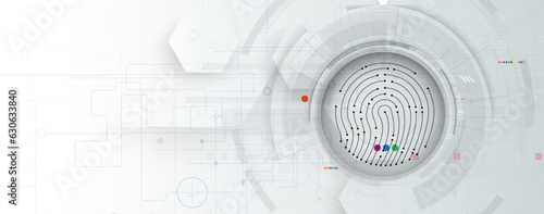Abstract fingerprint technology business background. Circuit security style