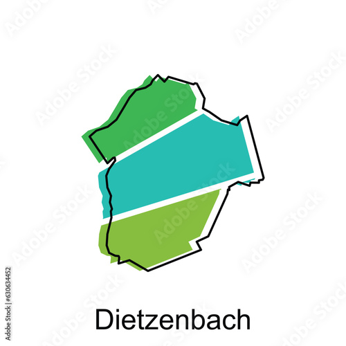 Map of Dietzenbach colorful geometric outline design, World map country vector illustration template photo