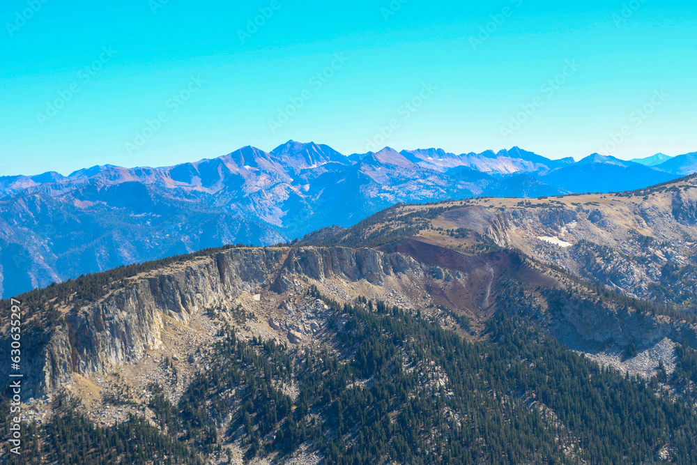 View from a height of the slopes of the mountains in the United States.