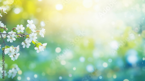 Beautiful Spring background and flower branch on bokeh blur background.