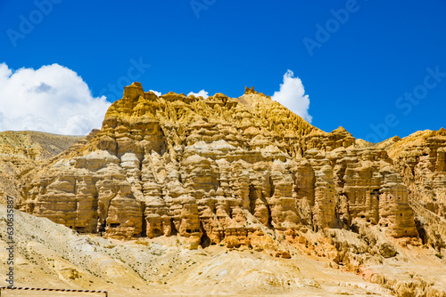 Chhoser Jhong aka Sky Cave a man made cave area in desert of Upper Mustang in Nepal photo