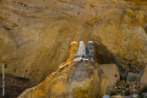 Beautiful Chhoser Village with desert landscape in Lo Manthang of Upper Mustang in Nepal photo