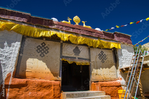 Century Old Gumba and Gompas monastery around Chhoser Village in Upper Mustang of Nepal photo