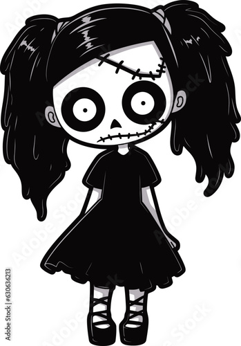 vector cute zombie girl illustration